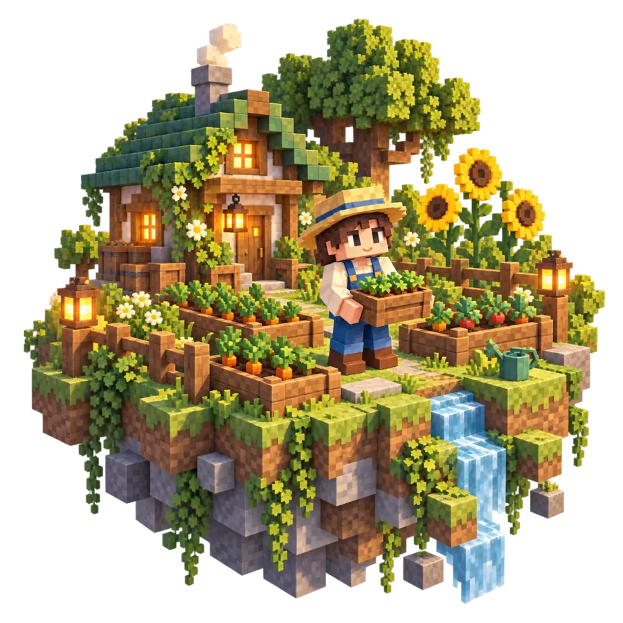 ઝાડના ઠૂંઠા પાસે ગાજરને પાણી આપતો Lucy Valley રહેવાસી